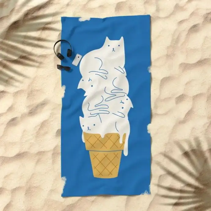 Toalla de playa sin arena reciclada de algodón poliéster microfibra impresa por sublimación personalizada de secado rápido de verano con logotipo