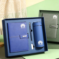 Promo Großhandel Business Luxus A5 Tagebuch-Flaschenset, personalisiertes grünes PU-Leder Notizbuch-Geschenkset mit Stift, Thermobecher und USB