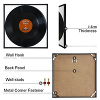 Cadre pour album vinyle 12,5'' x 12,5'' (32 cm x 32 cm) avec plexiglas, couvertures de disques vinyles brillants ou disques vinyles