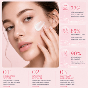 Crème Visage Éclaircissante Aichun Beauty <span class=keywords><strong>au</strong></span> <span class=keywords><strong>Lait</strong></span> <span class=keywords><strong>d</strong></span>'Ânesse et Niacinamide, Nourrissante, Réparatrice, Raffermissante et Éclaircissante pour la Peau - Nouveauté ! - Product Image 5