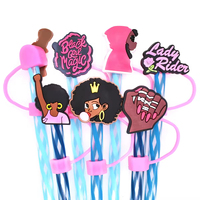 Vente en gros de couvre-paille anti-poussière en silicone écologique pour gobelet avec poignée Girl Boss