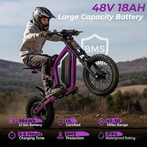 Nouveauté : Moto électrique tout-terrain 3 modes, phare, batterie 48V 18AH, E-bike, moto électrique - Product Image 5