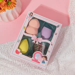 High Quality Multi Color Beauty Sponges Hydrophilicpolyurethane Makeup Blender Sponge With Exquisitepackaging