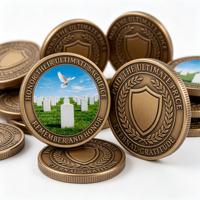 Pièce commémorative OEM personnalisée en bronze brossé antique, avec relief 3D et impression UV, médaille d'honneur sans cordon