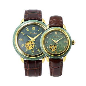 Luxury Brand Leather Strap Emerald Couple <b>Watch</b> Automatic <b>Mechanical</b> Jade <b>Watch</b> - Product Image 3