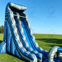 Toboggan gonflable en bâche PVC bleue certifiée CE de 0,55 mm, tunnel personnalisé, toboggan sec pour aire de jeux extérieure