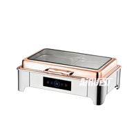 Ensemble de buffet de luxe semi-or rose 6L 9L en acier inoxydable, chauffe-plat électrique
