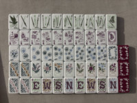 Juego de 160 fichas de Mahjong Americanas de Acrílico Morado con Diseño Floral Vintage Grabado, en Oferta