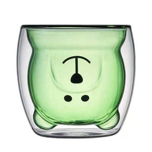 <span class=keywords><strong>Cute</strong></span> Bear <span class=keywords><strong>Tea</strong></span> Coffee Cup Vidro de Parede Dupla Canecas Suco Leite Copo Engraçado 250ml para Presentes de Aniversário Dia Dos Namorados - Product Image 6
