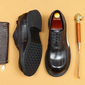 Chaussures de mariage décontractées pour hommes - Cuir véritable - Style rétro Oxford - Légères - Antidérapantes - Bout rond - Grandes tailles - Product Image 4