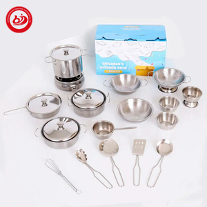 Vaisselle en acier inoxydable drôle pour enfants ensemble de jouets pour enfants modèle d'ustensiles de cuisine cuisine enfants jouent à la maison ustensiles de cuisine de simulation en acier - Product Image 4