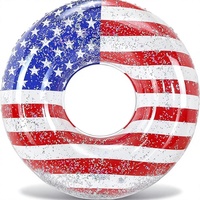 Nouvelle Bouée Gonflable en PVC Transfrontalière, Drapeau Américain Scintillant, Chaise Longue Aquatique pour Adultes, Idéale pour Fêtes au Bord de la Piscine, Emballage Premium