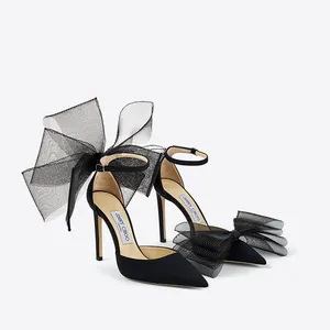 Stylish Simplicity Girl Pointed Stiletto Heels 2021 Cute Bow Side Cutout Plus Size Women'S Pumps Heel Shoes