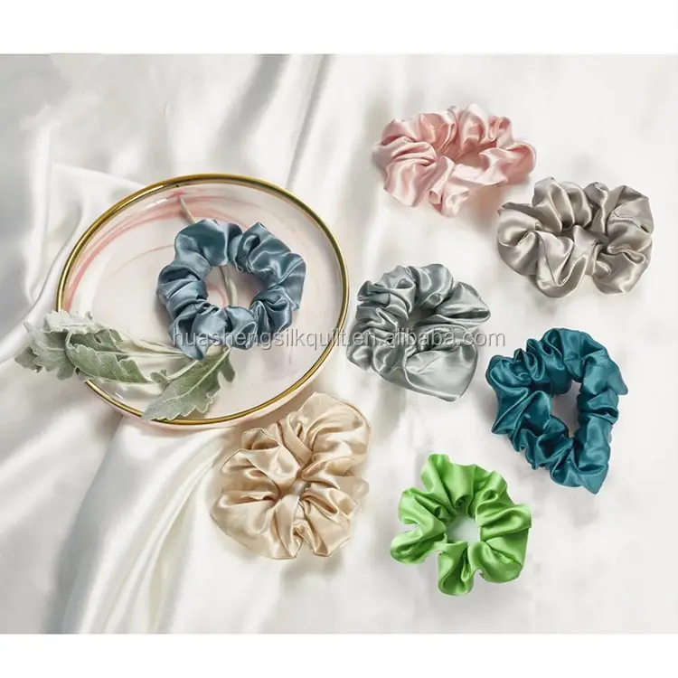 wholesale custom large satin scrunchy hair ties headband real silk big oversized designer hair scrunchies