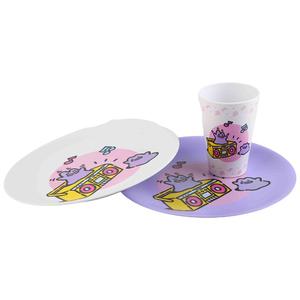 Service de table pour enfants en plastique incassable, assiettes rondes, gobelets et plateau, motif dessin animé - Product Image 5