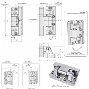 Bisagra <span class=keywords><strong>de</strong></span> puerta convexa ajustable <span class=keywords><strong>de</strong></span> acero inoxidable duradero con cierre suave, apertura <span class=keywords><strong>de</strong></span> 180°, 24 mm <span class=keywords><strong>de</strong></span> grosor, con rodamientos, para puertas y ventanas - Product Image 6
