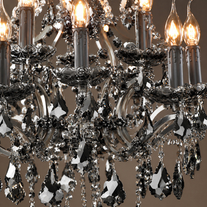 Contemporary Candle Crystal Pendant <b>Light</b> Polished Metal Frame <b>Chandelier</b> For Villa Entry Interior Fixture - Product Image 5