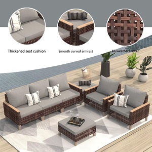 5 Piece mây phòng chờ ăn uống với đệm ngoài trời đồ nội thất sofa Set mây <span class=keywords><strong>Patio</strong></span> chỗ ngồi nhóm cho <span class=keywords><strong>Patio</strong></span> vườn - Product Image 3