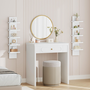 Étagère <span class=keywords><strong>murale</strong></span> flottante en bois blanc moderne pour chambres à coucher, étagère <span class=keywords><strong>murale</strong></span> rustique étroite, rangement multifonctionnel - Product Image 2