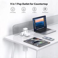 Prise de courant escamotable avec chargeur sans fil USB Type C PD et ports multiples, compatible US