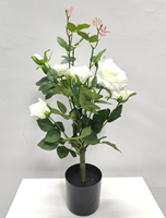 Künstlicher Rosenbaum im Topf, Künstliche Blühende Rosenpflanze mit Schwarzem Topf für Wohnzimmer, Hochzeit, Hotel, Bodendekoration