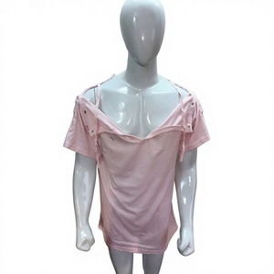 Unisex Dual Shoulder & Side Access <b>Post</b> Surgery & Rehab 100% Cotton Men Casual Blank Solid Jersey 220g Short Sleeve Snap Shirts - Product Image 1
