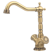 Robinet de lavabo européen traditionnel de luxe à un seul trou, en laiton, à double poignée, avec cartouche céramique, pour lavabo de salle de bain