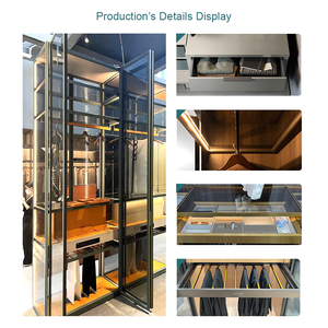 Organizador de armario abierto de madera de combinación portátil con marco de aluminio de metal convertible y puertas de espejo para uso en taller - Product Image 4