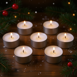 Velas de Té D0100HRI6X6, 6.5 Horas de Duración, Sin Aroma, Para Decoraciones Navideñas, Uso en Interiores, Cera de Parafina - Product Image 2