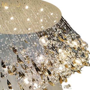 Lustre de plafond à feuilles rondes en verre doré avec corps en acier inoxydable de style <span class=keywords><strong>Art</strong></span> <span class=keywords><strong>nouveau</strong></span> pour hôtel - Product Image 6