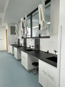 Banc <span class=keywords><strong>de</strong></span> laboratoire en métal avec poubelle intégrée pour les environnements <span class=keywords><strong>de</strong></span> laboratoire hospitalier et scolaire - Product Image 4