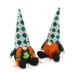 2024 Saint Patrick's Day Gnomes Casal Plush Sorte Trevo Verde Diamante Branco Gnome Tomte Faceless Boneca