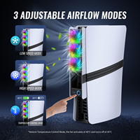 Ventilateur de refroidissement RVB pour PS5 Slim/Pro | Conception à double ventilateur avec fonctionnement silencieux et éclairage personnalisé
