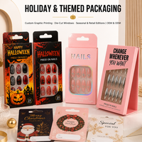 Faux Ongles Halloween en Gros Faits Main avec Logo Personnalisé, Design 3D Effrayant de Luxe en ABS, Certifiés CE, Forme Amande Trapézoïdale
