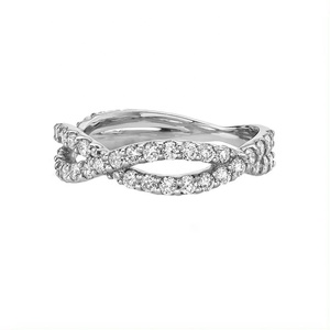 Anillo de Banda Cruzada de Plata de Ley 925 con Baño de Oro de 14k y Circonita para Mujer, Joyería Personalizada al por Mayor para Compromiso y Boda - Product Image 5