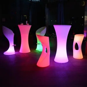 Cheap Bar Table And Chair Sets /LED Light Up Bar Cocktail Tables Lumineuse Mariage Modern Glowing Night Club Party Furniture