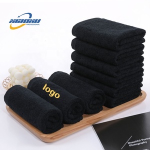 Serviettes en Coton Noires Personnalisées avec Logo pour Salons <span class=keywords><strong>de</strong></span> Coiffure et Esthétique, Vente en Gros - Product Image 1