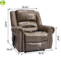 Fauteuil inclinable électrique multifonctionnel avec fonctions de massage et de chaleur lombaire, canapé inclinable électrique avec port de charge USB S075