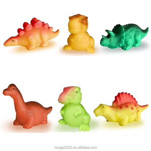 Pas de trou clignotant jouet de bain flottant en caoutchouc dinosaure LED éclairer baignoire jouet famille ensemble réaliste enfants dinosaure jouet - Product Image 1