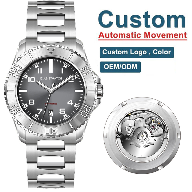 Custom Watch Factory ODM OEM High End Mechanical Watch S11 42mm 304L Steel Sunray or Hammer Dial 8215 Movement Watch