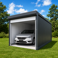 Garage modulaire préfabriqué avec porte à enroulement, abri de stockage de voiture en acier portable, conteneur de stationnement extérieur