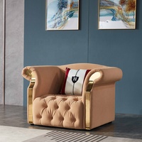 SF2023 Modernes Schlichtes Edelstahl-Hardware Sofa in Mattiertem Samt-Creme 1+2+3 für Wohnzimmer