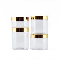 Emballage Cosmétique Pot Vide en Plastique PET Transparent pour Beurre Corporel et Gommage, 100ml 120ml 150ml 200ml 250ml 8oz 500ml, avec Capuchon Doré