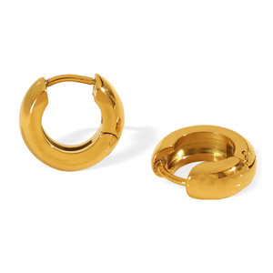 Huggie Earrings <b>Titanium</b> Steel Geometric Polished Gold Silver Unisex Everyday Wear - Product Image 5