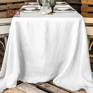 Mesa de lino para comedor, mesas rectangulares o de boda, Color blanco puro, personalizadas