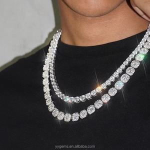 Cadena de Tenis Grande Yu Ying de 8 mm de Ancho, Plata S925 con Incrustaciones de Diamantes Moissanite VVS, Eslabones de Cadena para Hombres Estilo Hip Hop - Product Image 1