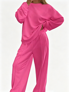 Traje casual de mujer de algodón puro de alta calidad OEM, listo para usar, en colores dulces, relajado y elegante. - Product Image 4
