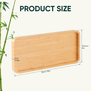Natural Bamboo Modern <b>Portable</b> Square Serving Tray Vanity Organizer for Bathroom Kitchen Coffee <b>Table</b> Living Room & Desk - Product Image 6