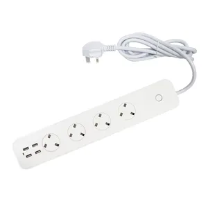 Multiprise intelligente Tuya App Telecontrol Smart Extension Socket avec 4 prises UK et 4 USB