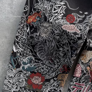 <span class=keywords><strong>Jeans</strong></span> streetwear baggy Y2K, style hip-hop, avec couture personnalisée, bleu délavé soleil, effet vintage, délavé à l'acide, broderie 3D et motif graphique japonais - Product Image 6